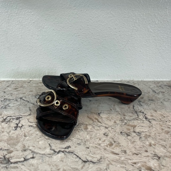 Stuart Weitzman Brown Sandals with Gold Accents - Picture 6 of 7